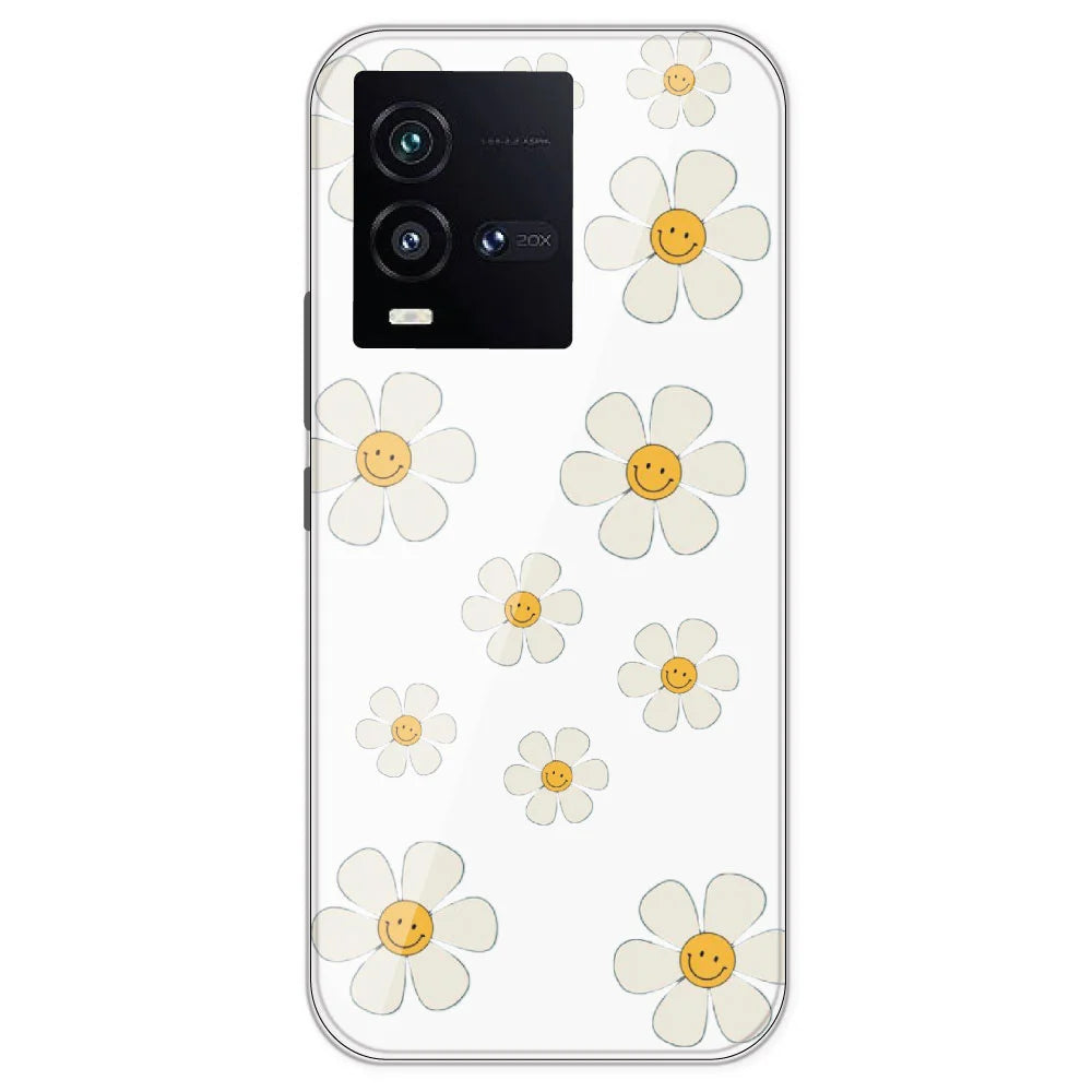 Smile Flowers - Clear Printed Silicone Case For IQOO 10