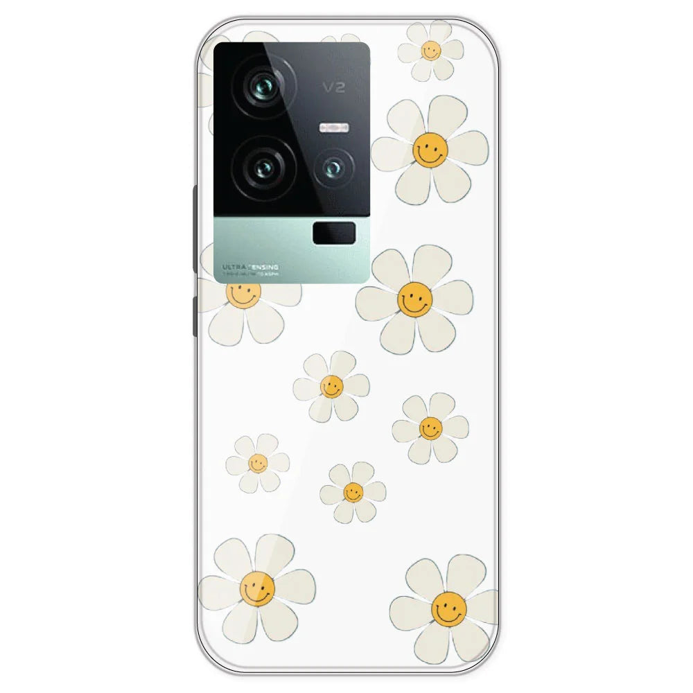 Smile Flowers - Clear Printed Silicone Case For IQOO 11