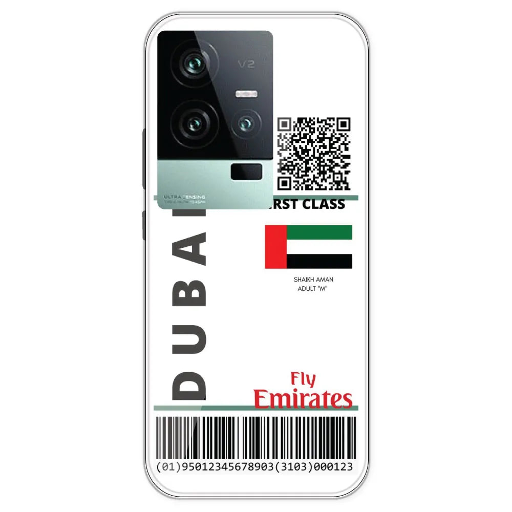 Dubai Ticket - Clear Printed Silicone Case For IQOO 11