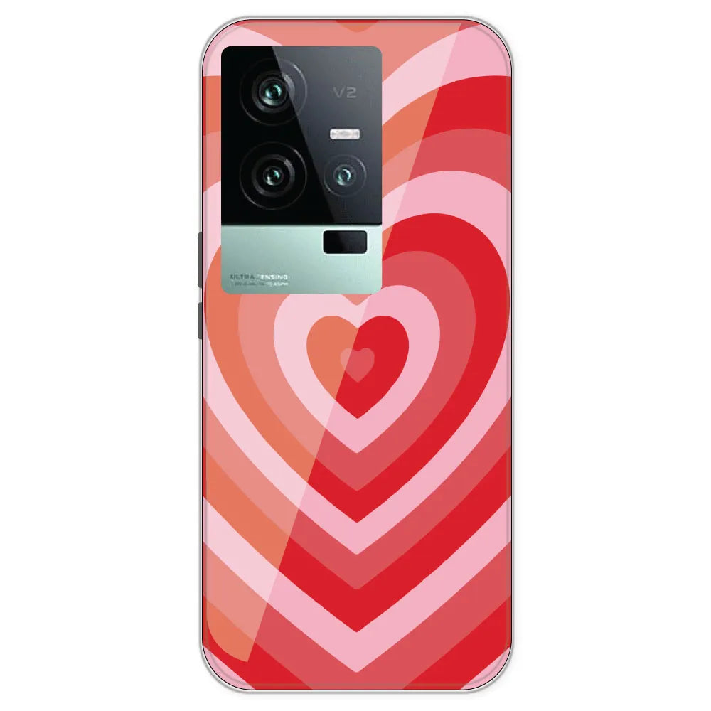 Red Hearts - Printed Silicone Case For IQOO 11
