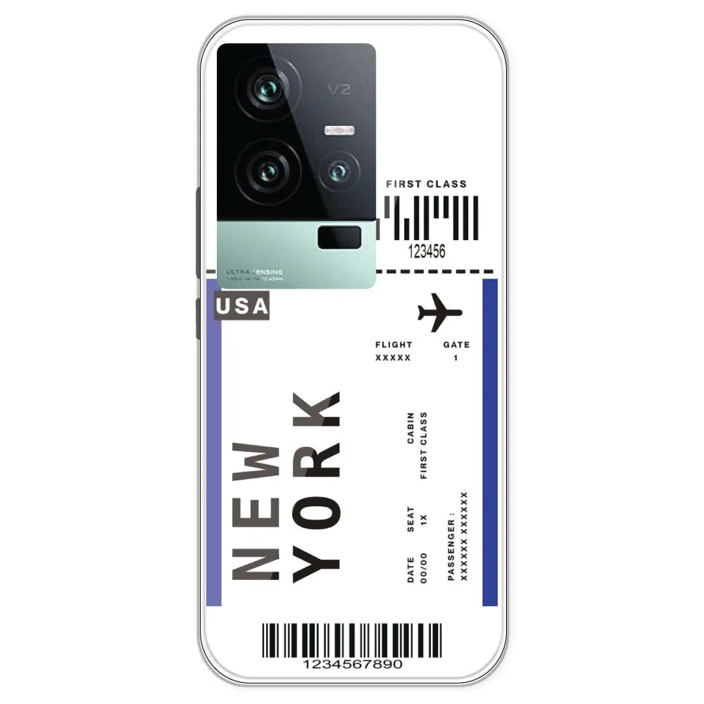 New York Ticket - Clear Printed Silicone Case For IQOO 11