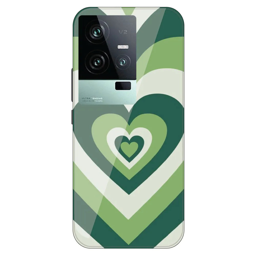 Dark Green Hearts - Printed Silicone Case For IQOO 11