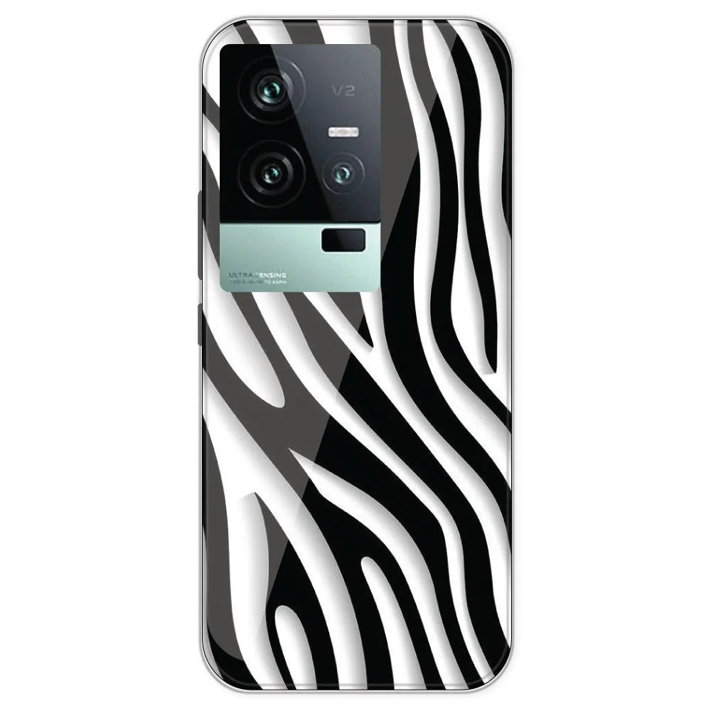 Zebra Print - Clear Printed Silicone Case For IQOO 11