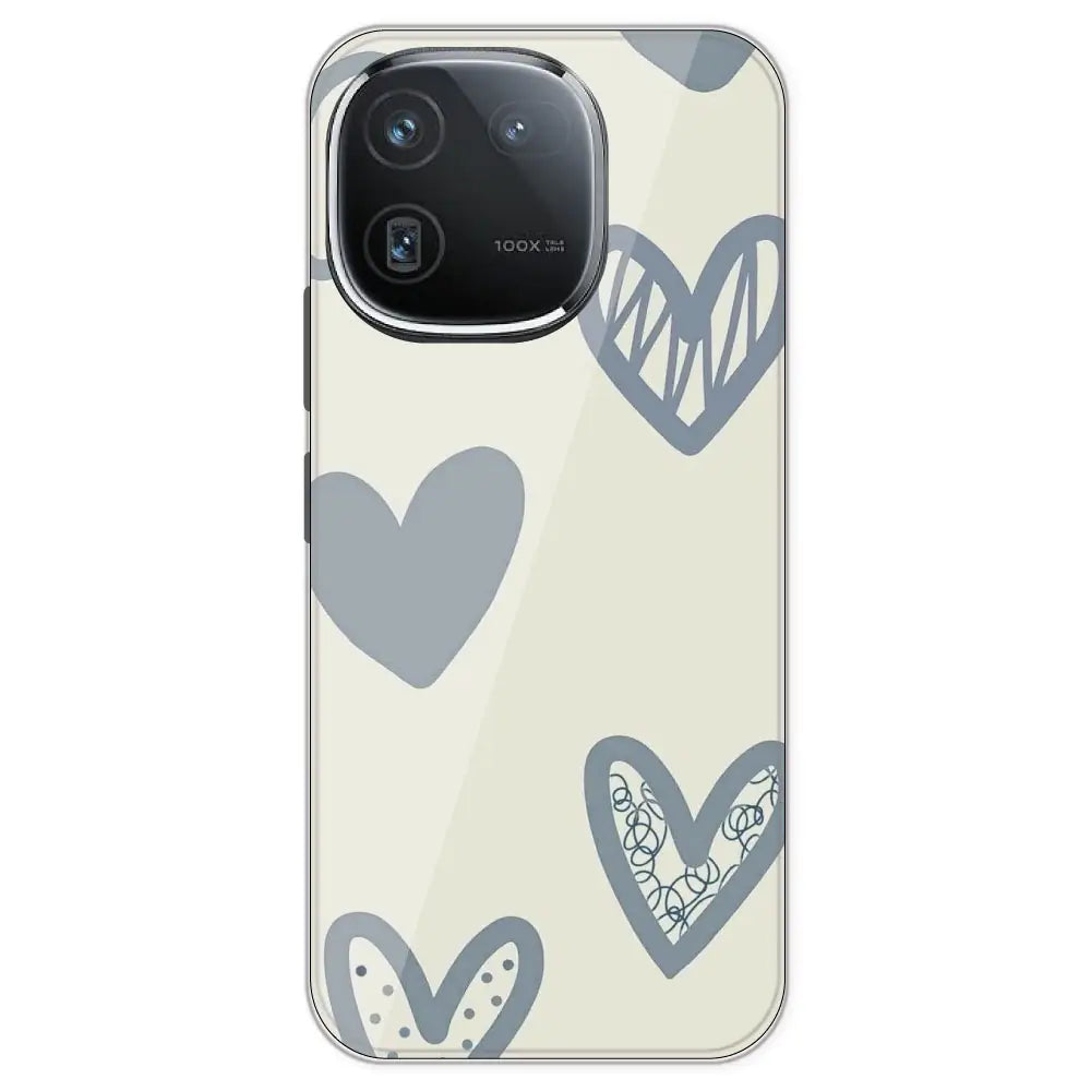 Light Blue Hearts - Printed Silicone Case For IQOO 12