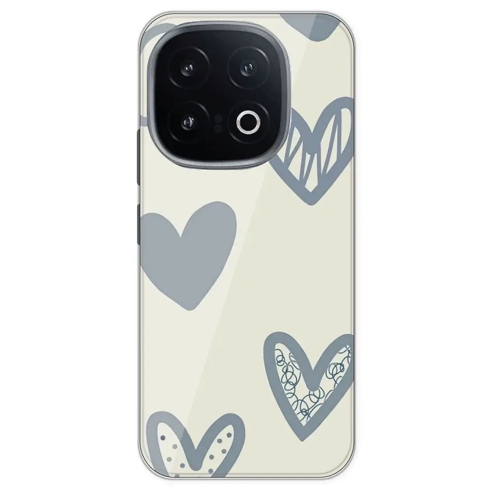 Light Blue Hearts - Printed Silicone Case For IQOO 13