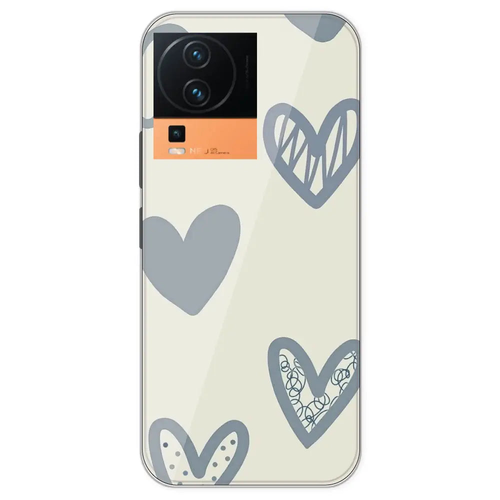 Light Blue Hearts - Printed Silicone Case For IQOO Neo 7 Pro