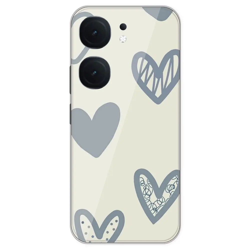 Light Blue Hearts - Printed Silicone Case For IQOO Neo 9 Pro