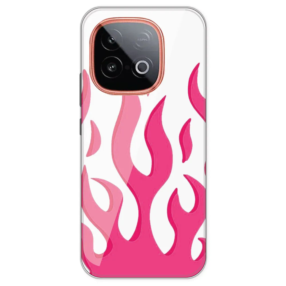 Pink Flames - Clear Printed Silicone Case For iQOO 10