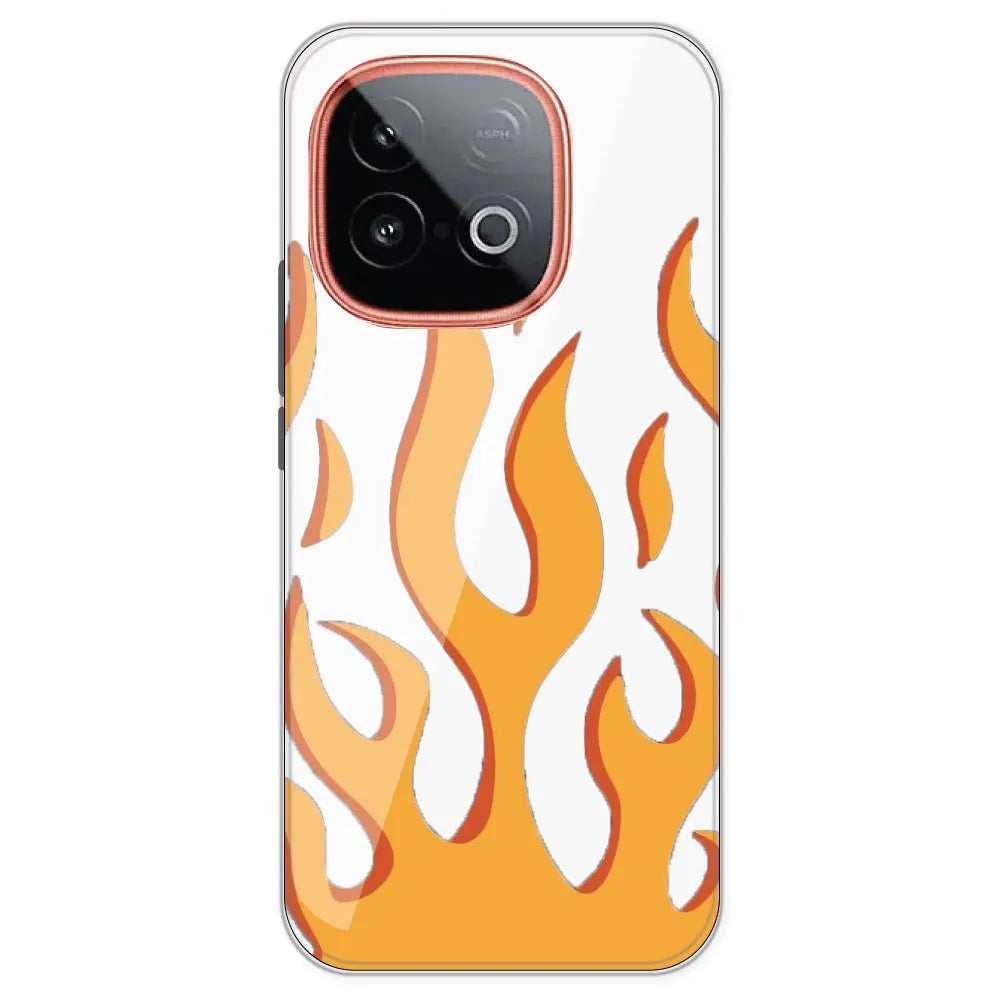 Orange Flames - Clear Printed Silicone Case For IQOO Neo 10