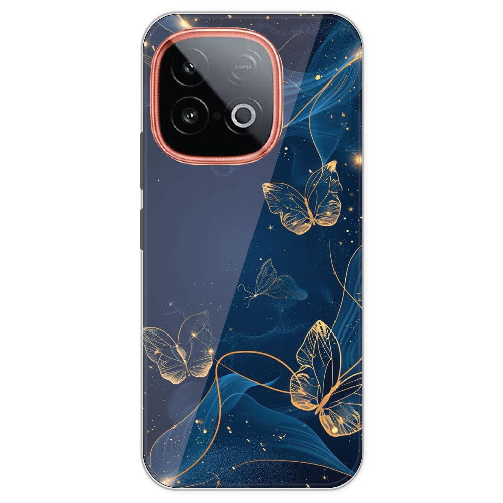 Blue With Gold Butterflies - Printed Silicone Case For IQOO Neo 10