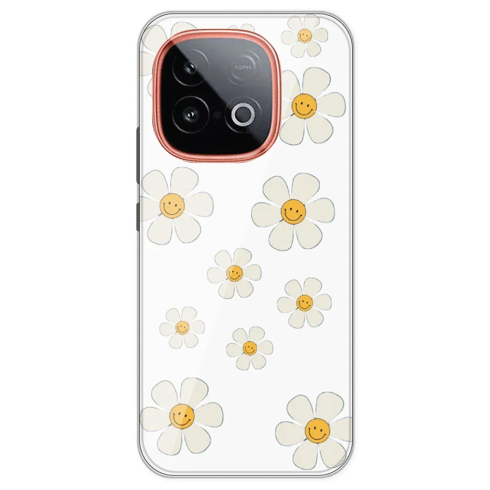 Smile Flowers - Clear Printed Silicone Case For IQOO Neo 10