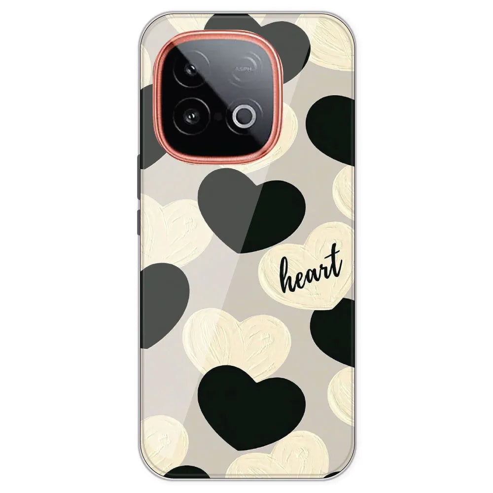 Black And White Heart - Printed Silicone Case For IQOO Neo 10