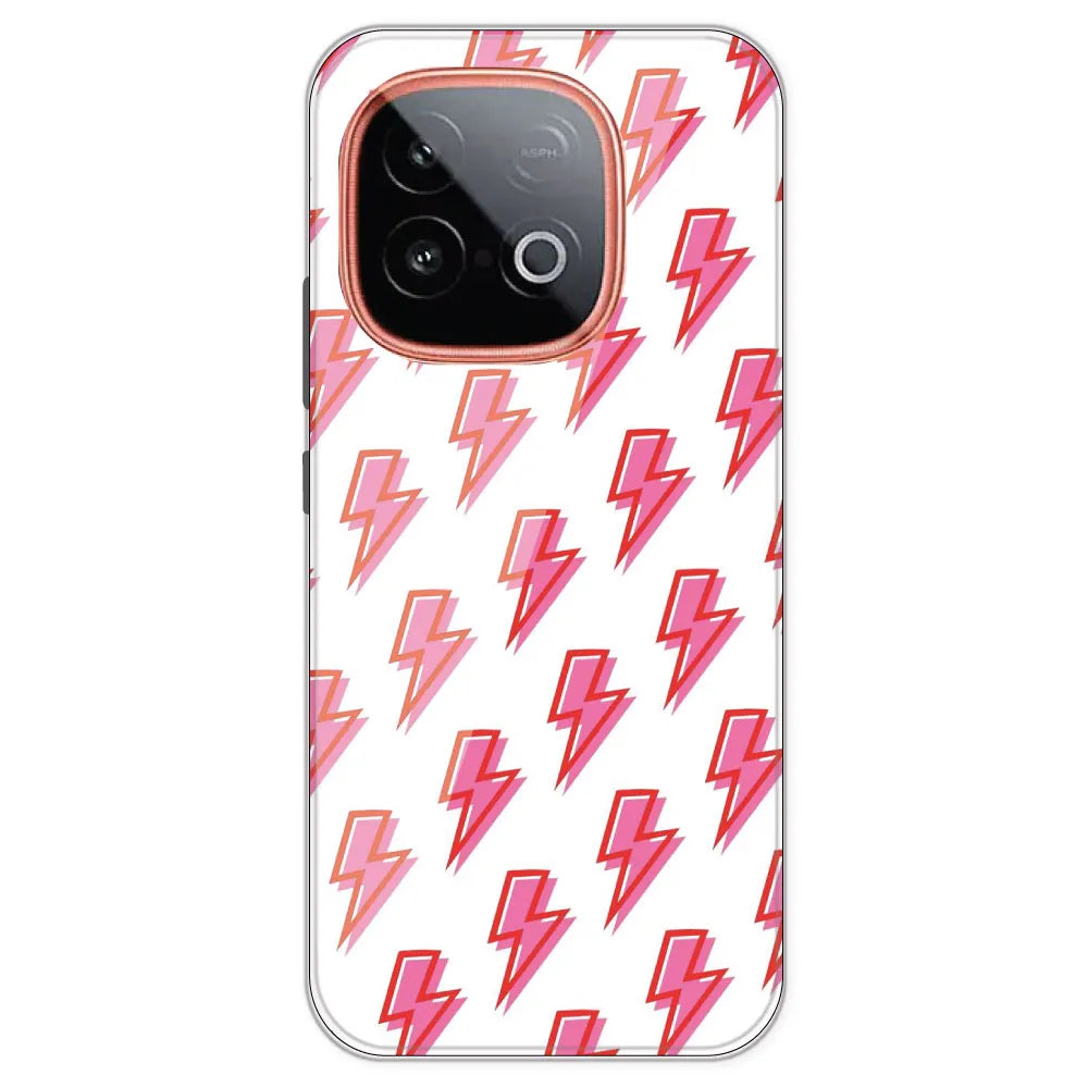 Pink Lightning Bolts - Clear Printed Silicone Case For IQOO Neo 10