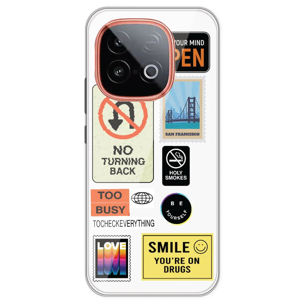 Retro Labels - Clear Printed Silicone Case For IQOO Neo 10