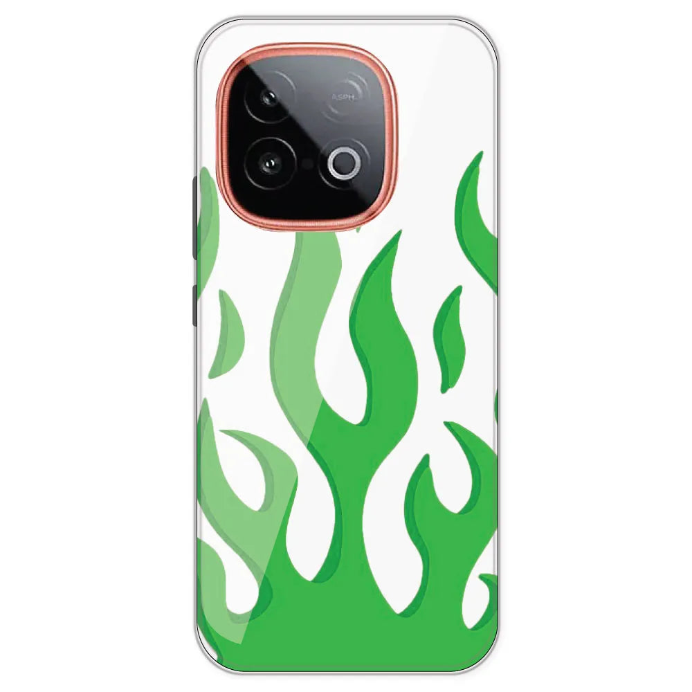 Green Flames - Clear Printed Silicone Case For IQOO Neo 10