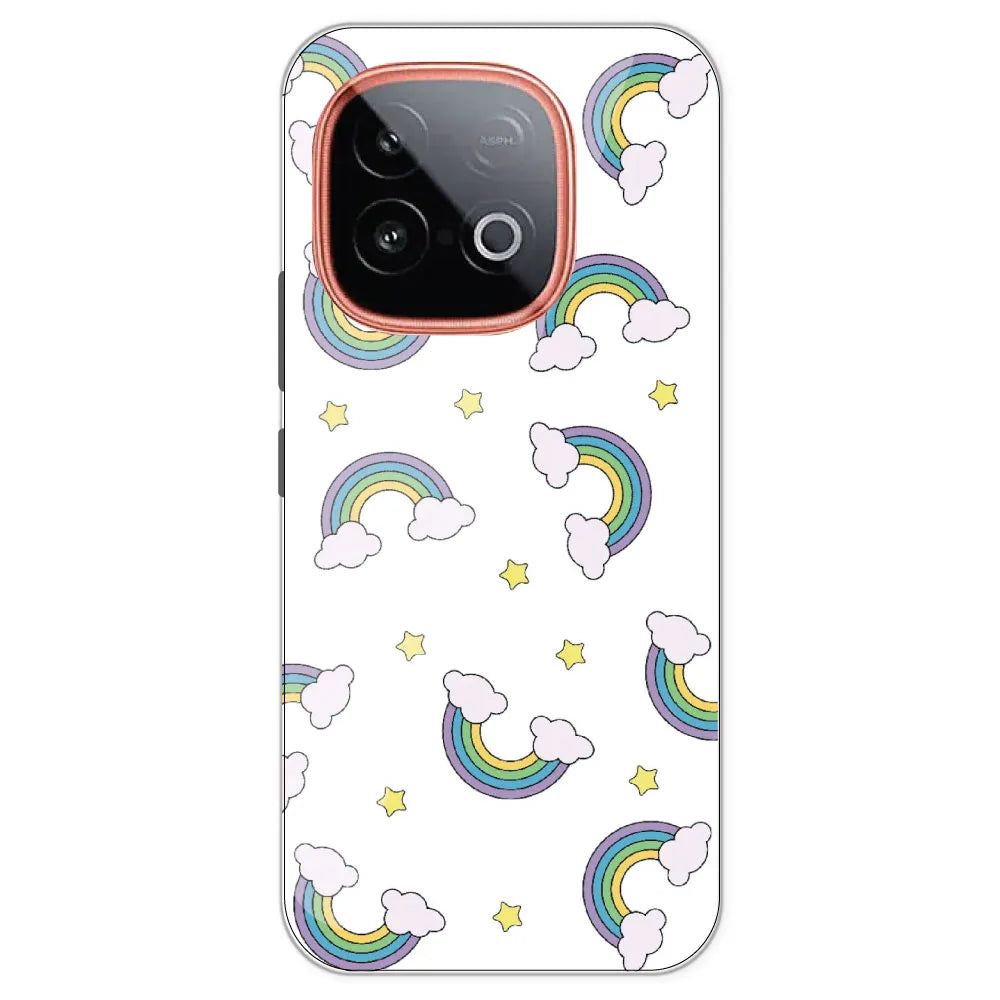 Rainbow With Clouds - Clear Printed Silicone Case For IQOO Neo 10