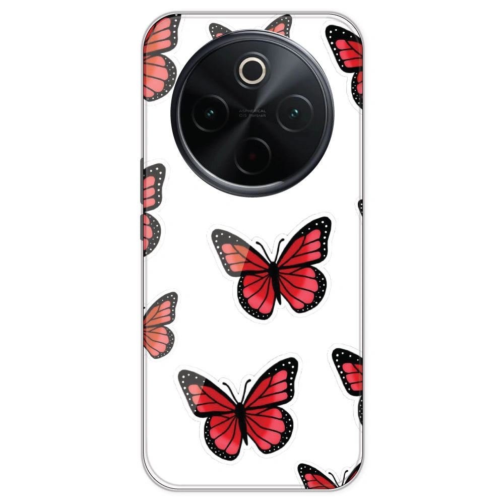 Red Butterfly - Clear Printed Silicone Case For IQOO Z10