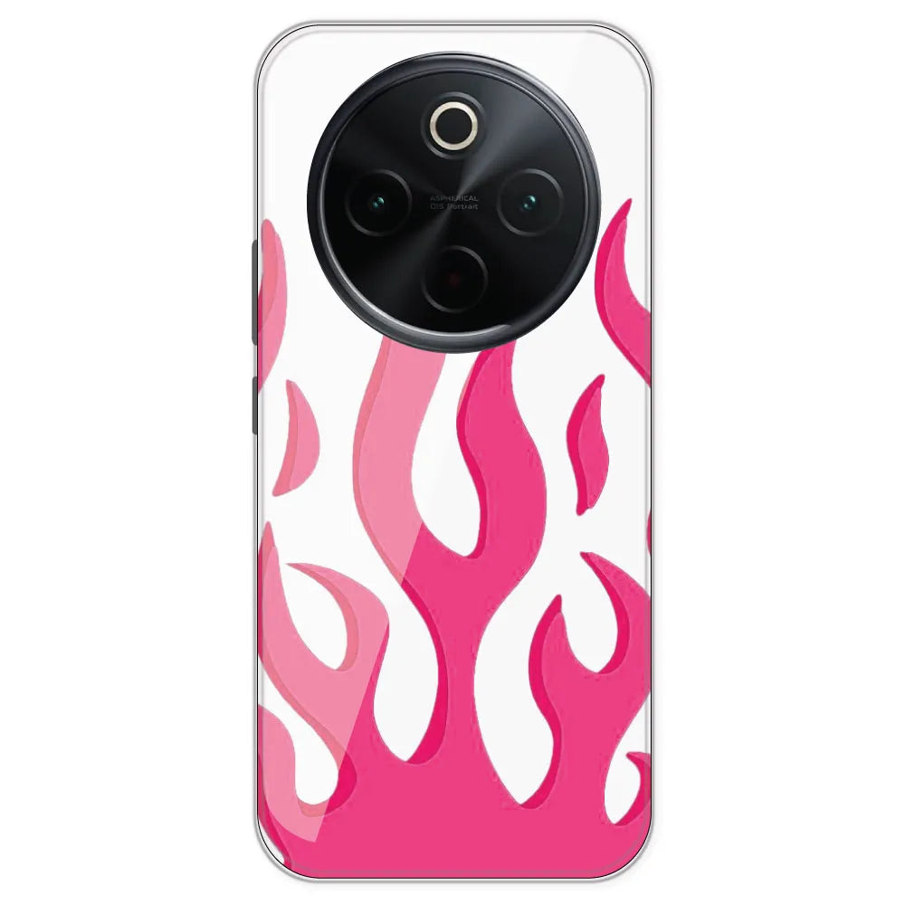 Pink Flames - Clear Printed Silicone Case For iQOO Z10
