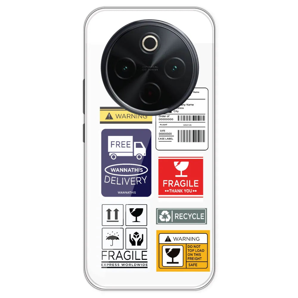 Caution Labels - Clear Printed Silicone Case For IQOO Z10