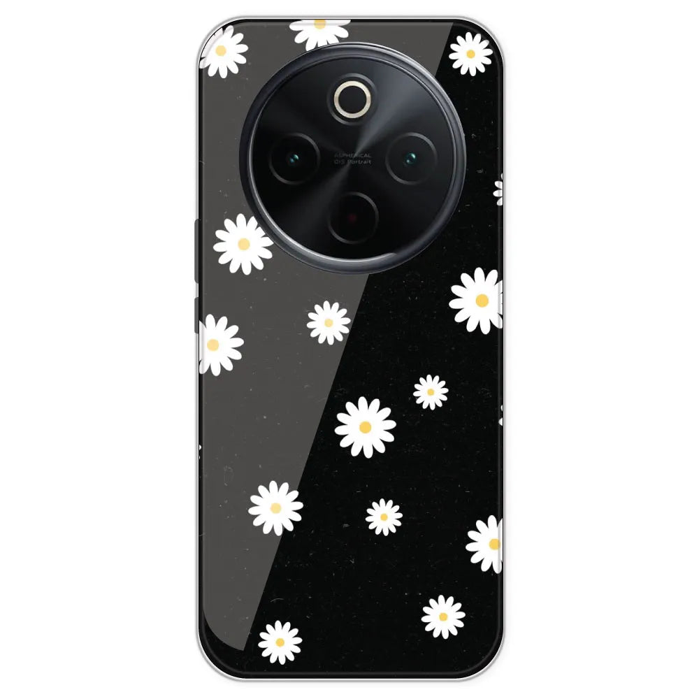 White And Black Flower - Printed Silicone Case For IQOO Z10