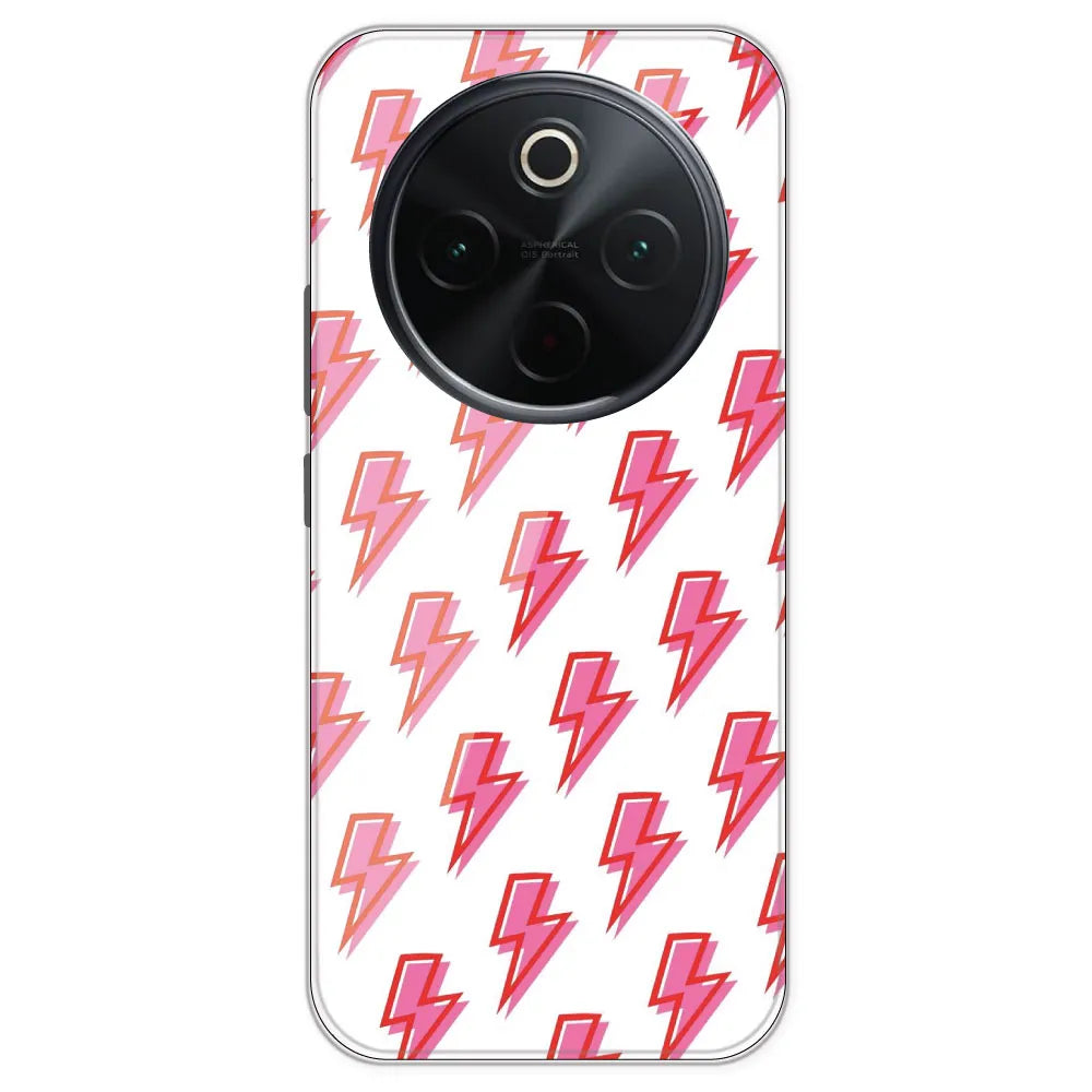 Pink Lightning Bolts - Clear Printed Silicone Case For IQOO Z10