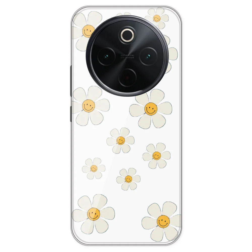 Smile Flowers - Clear Printed Silicone Case For IQOO Z10