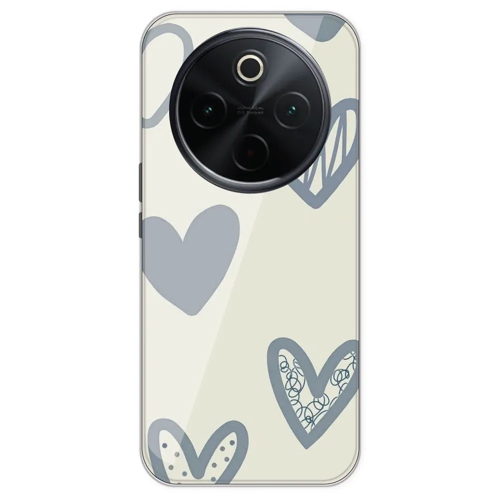 Light Blue Hearts - Printed Silicone Case For IQOO Z10