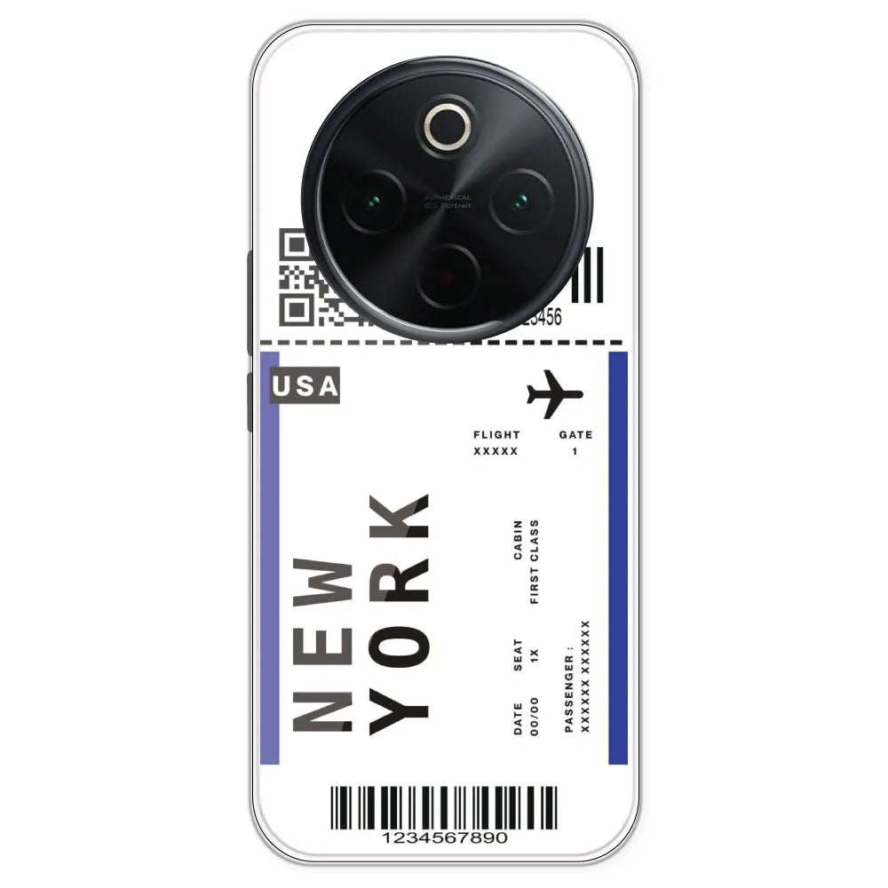 New York Ticket - Clear Printed Silicone Case For IQOO Z10