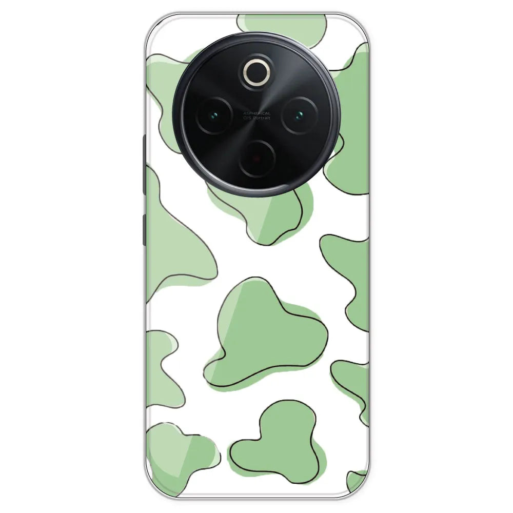 Green Cow Print - Clear Printed Silicone Case For IQOO Z10