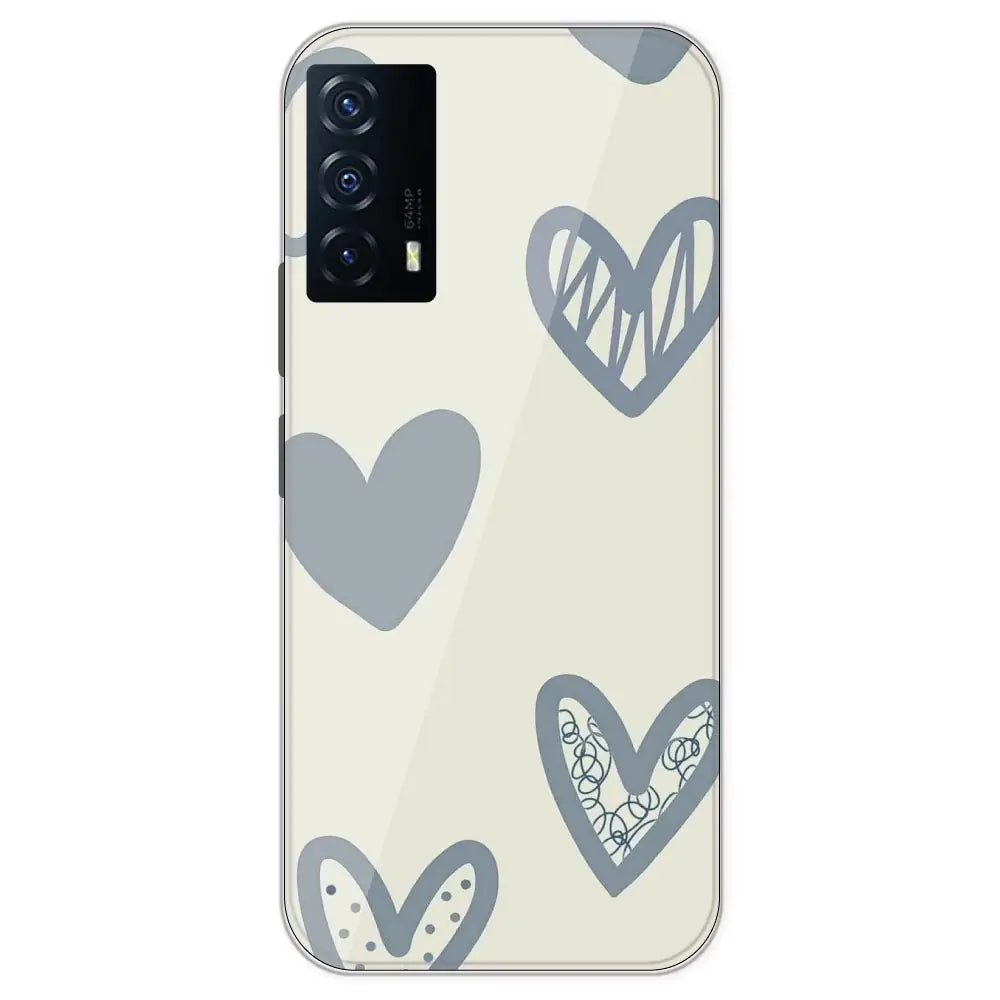 Light Blue Hearts - Printed Silicone Case For IQOO Z5