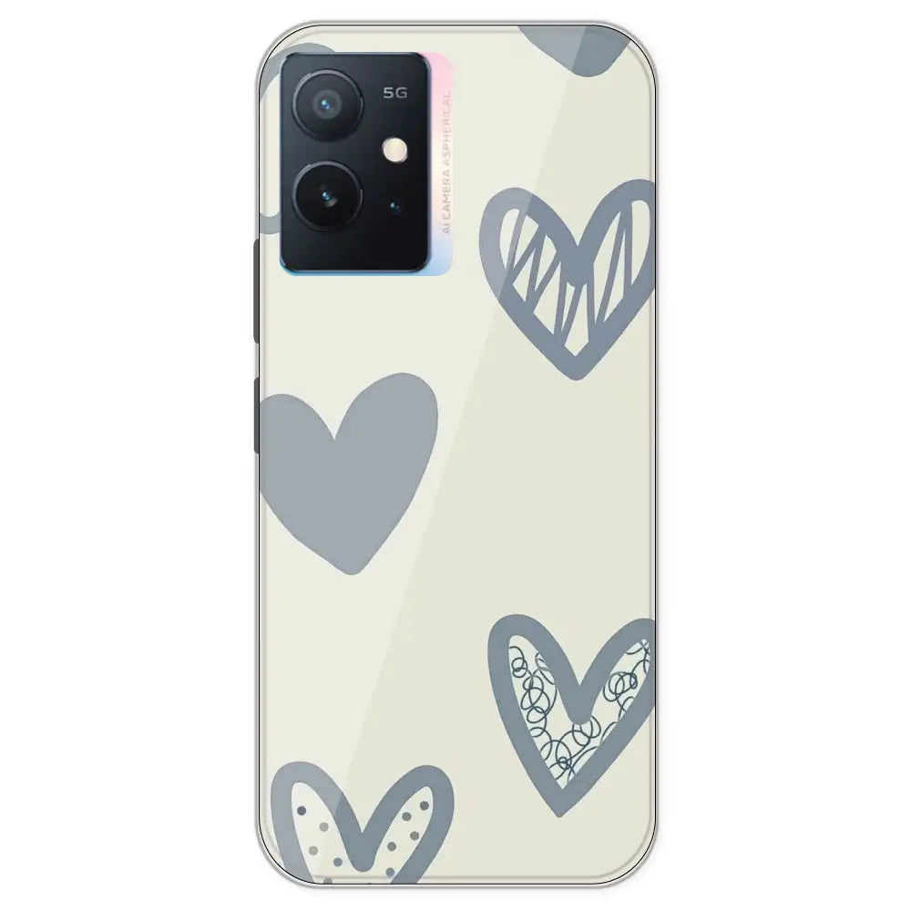 Light Blue Hearts - Printed Silicone Case For IQOO Z6