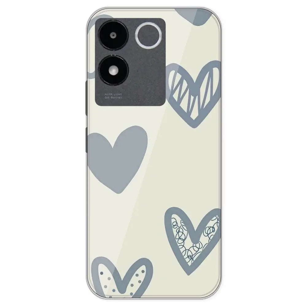 Light Blue Hearts - Printed Silicone Case For IQOO Z7 Pro
