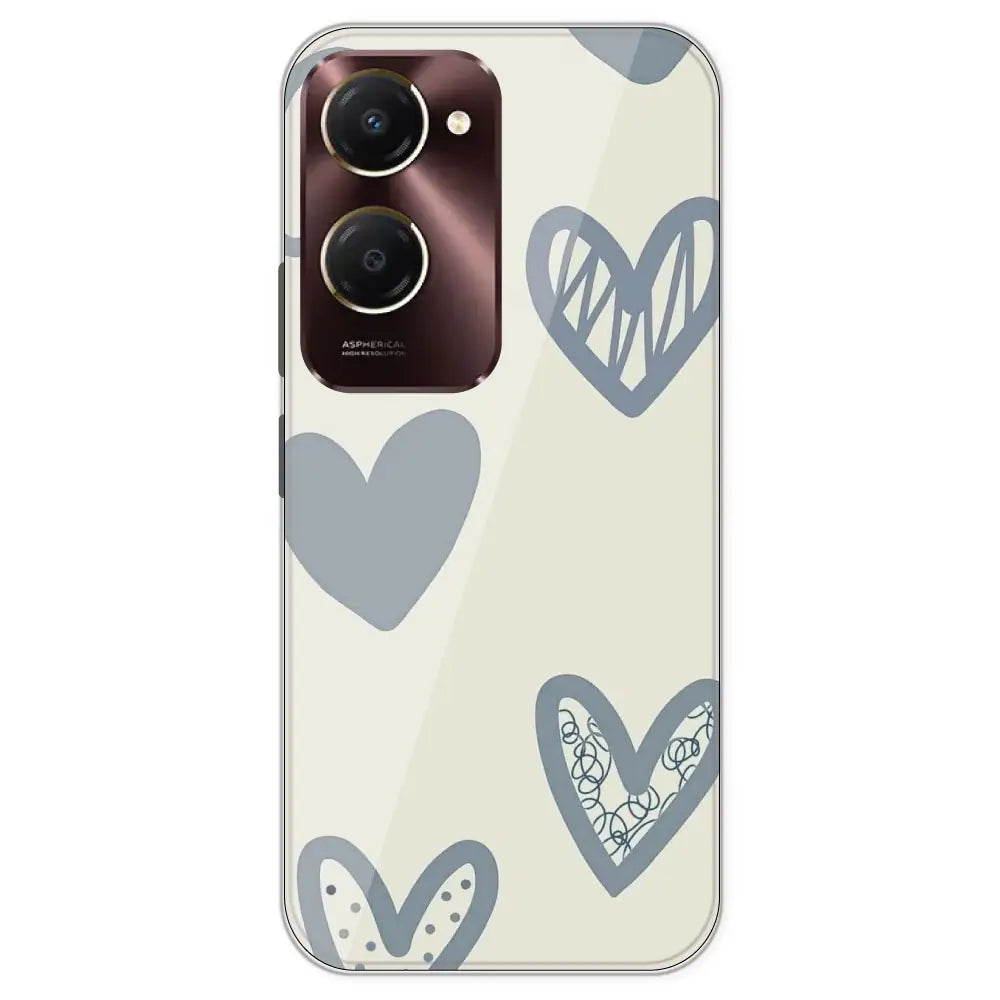 Light Blue Hearts - Printed Silicone Case For iQOO Models