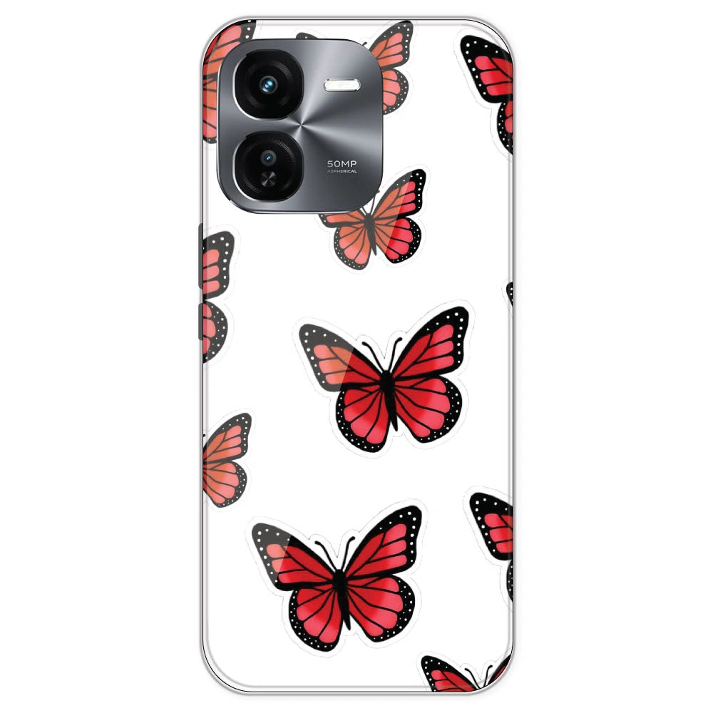 Red Butterfly - Clear Printed Silicone Case For IQOO Z9X