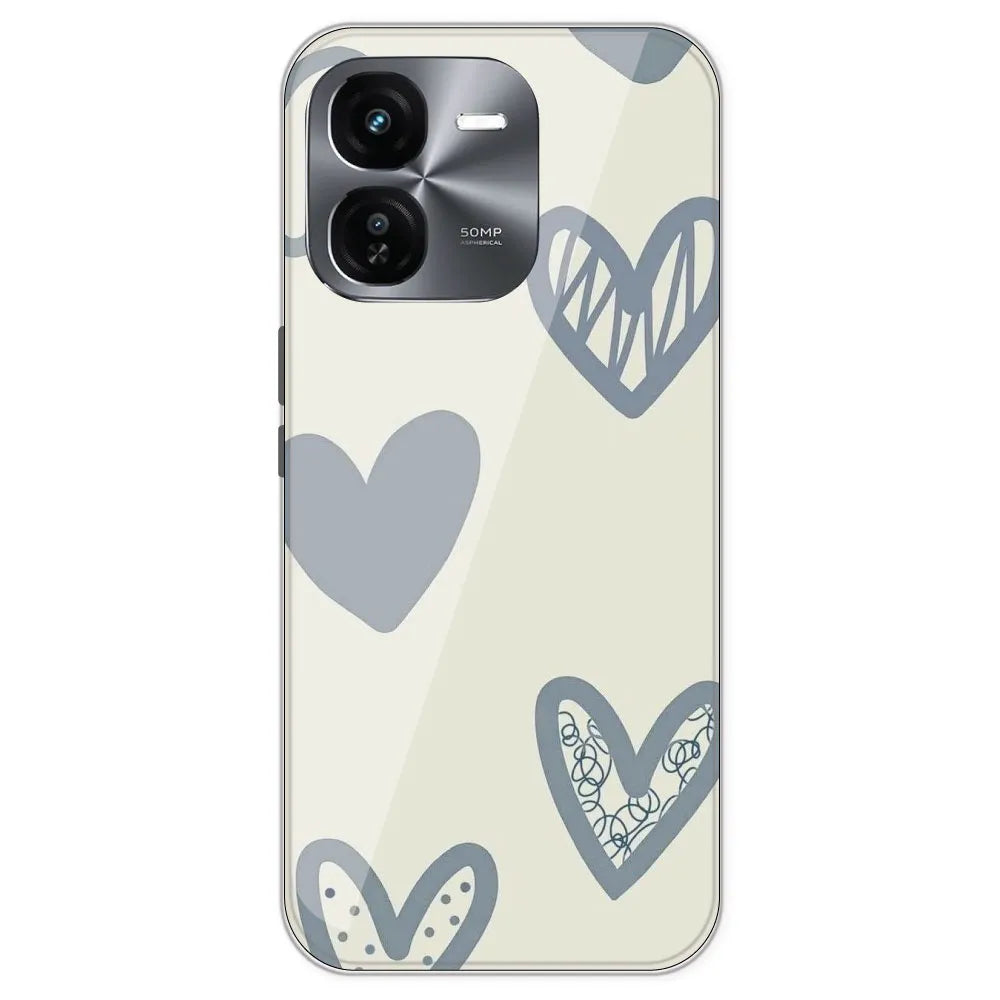 Light Blue Hearts - Printed Silicone Case For IQOO Z9X
