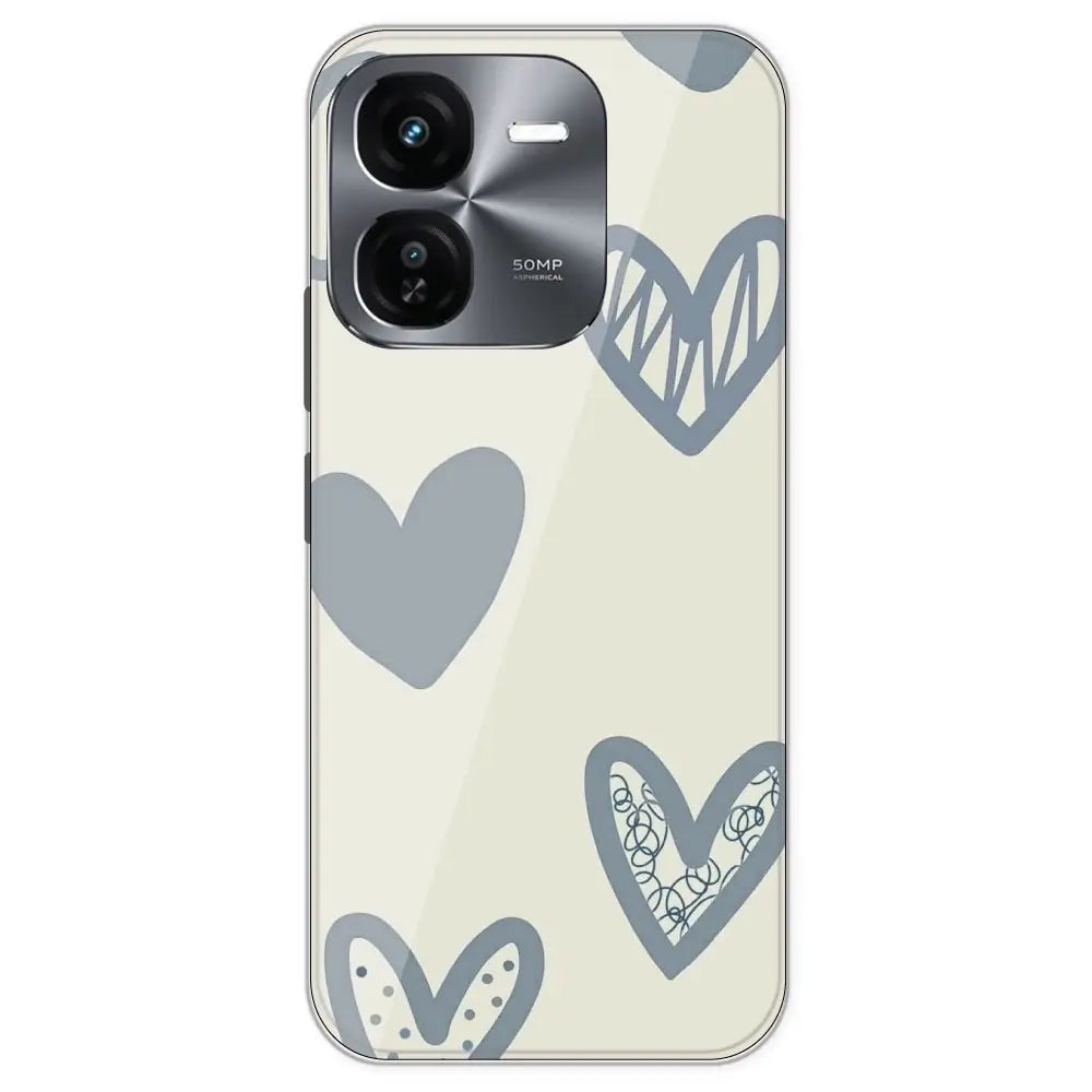 Light Blue Hearts - Printed Silicone Case For IQOO Z9X