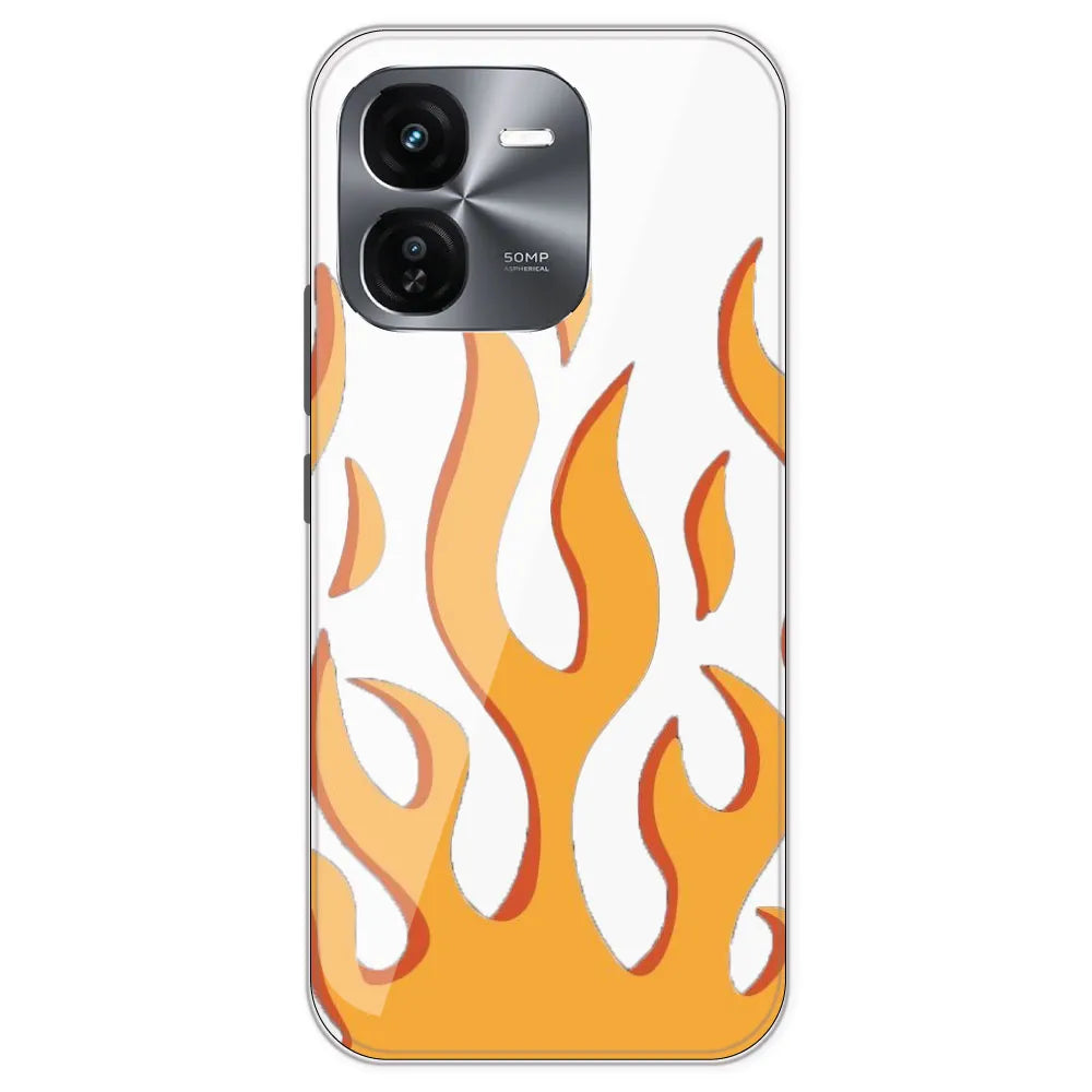 Orange Flames - Clear Printed Silicone Case For IQOO Z9X