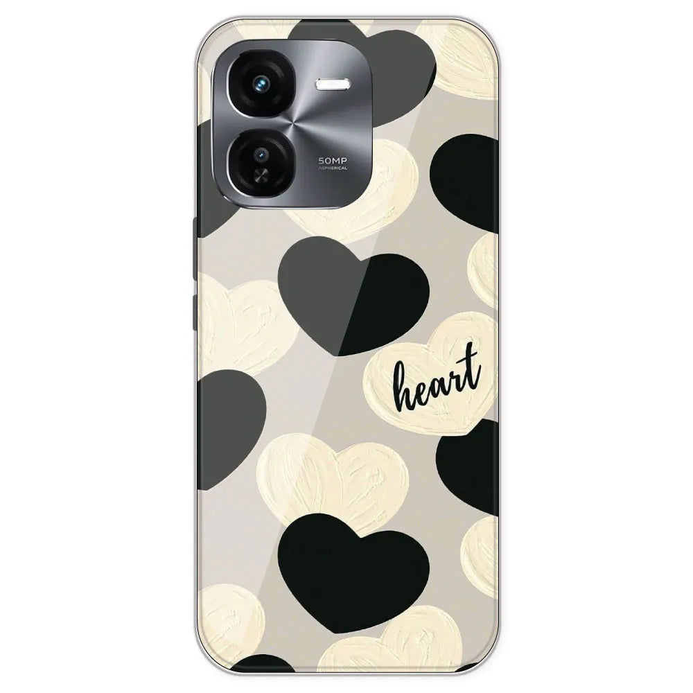 Black And White Heart - Printed Silicone Case For IQOO Z9X