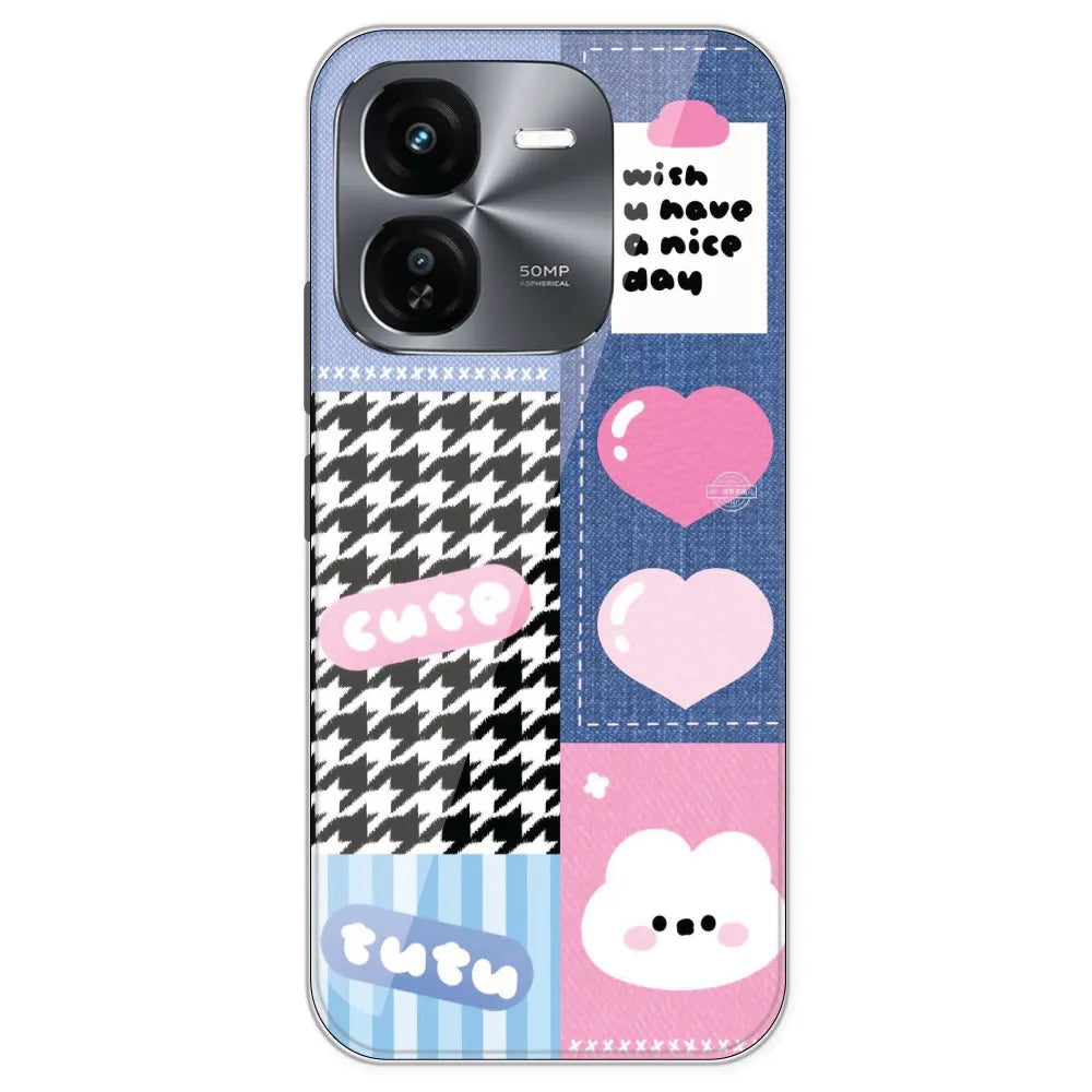 Cute Pink Bear Collage - Printed Silicone Case For IQOO Z9X