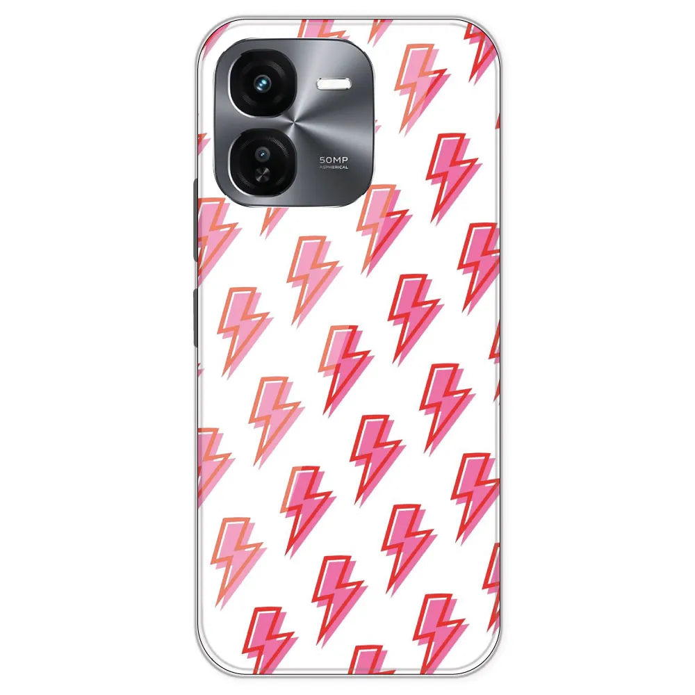 Pink Lightning Bolts - Clear Printed Silicone Case For IQOO Z9X