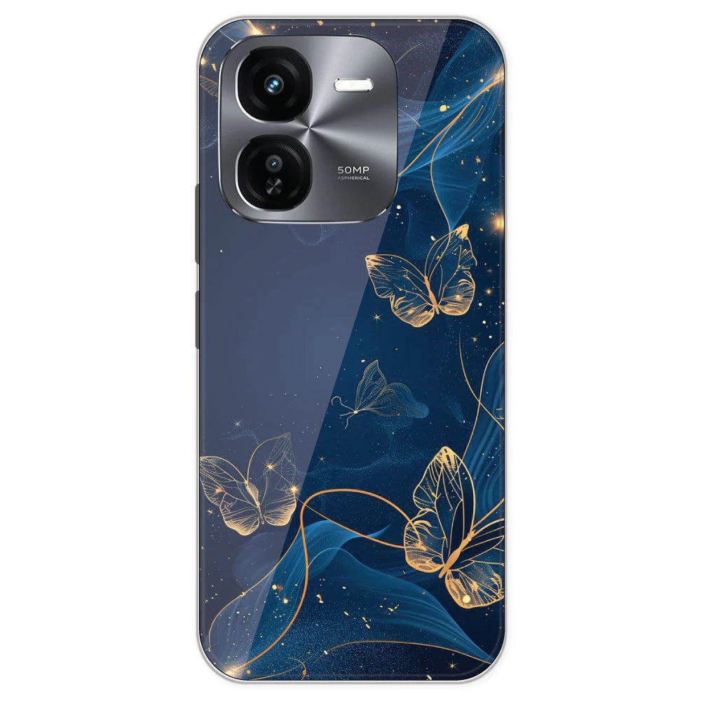 Blue With Gold Butterflies - Printed Silicone Case For IQOO Z9X