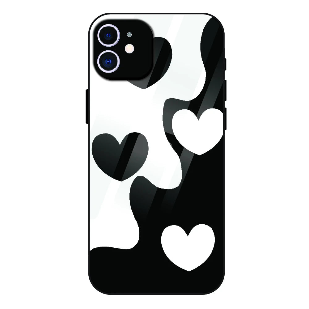 Monochrome Heart Flow - Glass Case For Apple iPhone 11