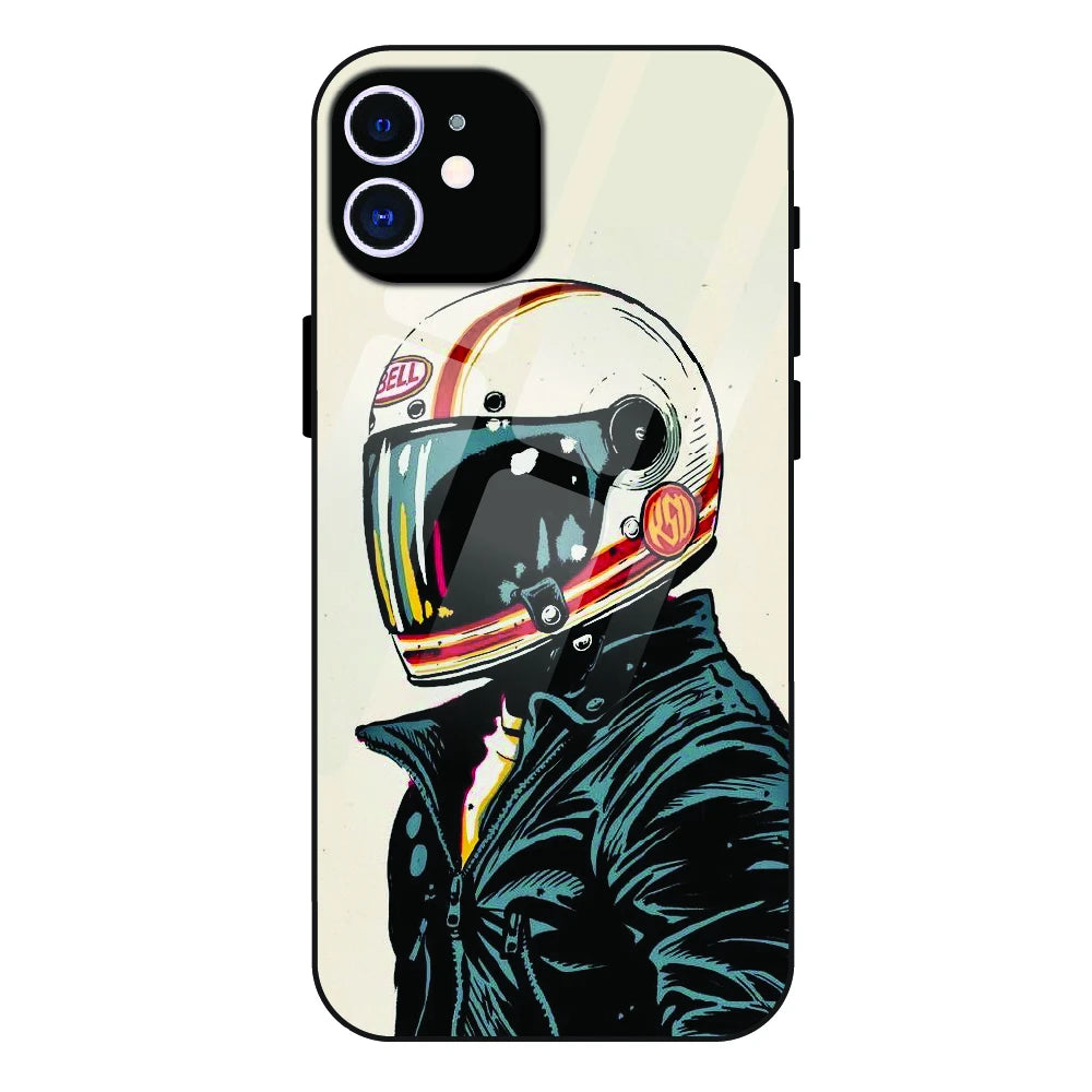 Retro Racer Helmet - Glass Case For Apple iPhone 11