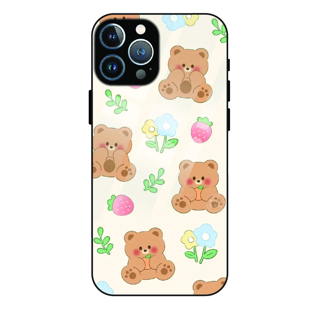Cute Teddy Garden - Glass Case For Apple iPhone 11 Pro