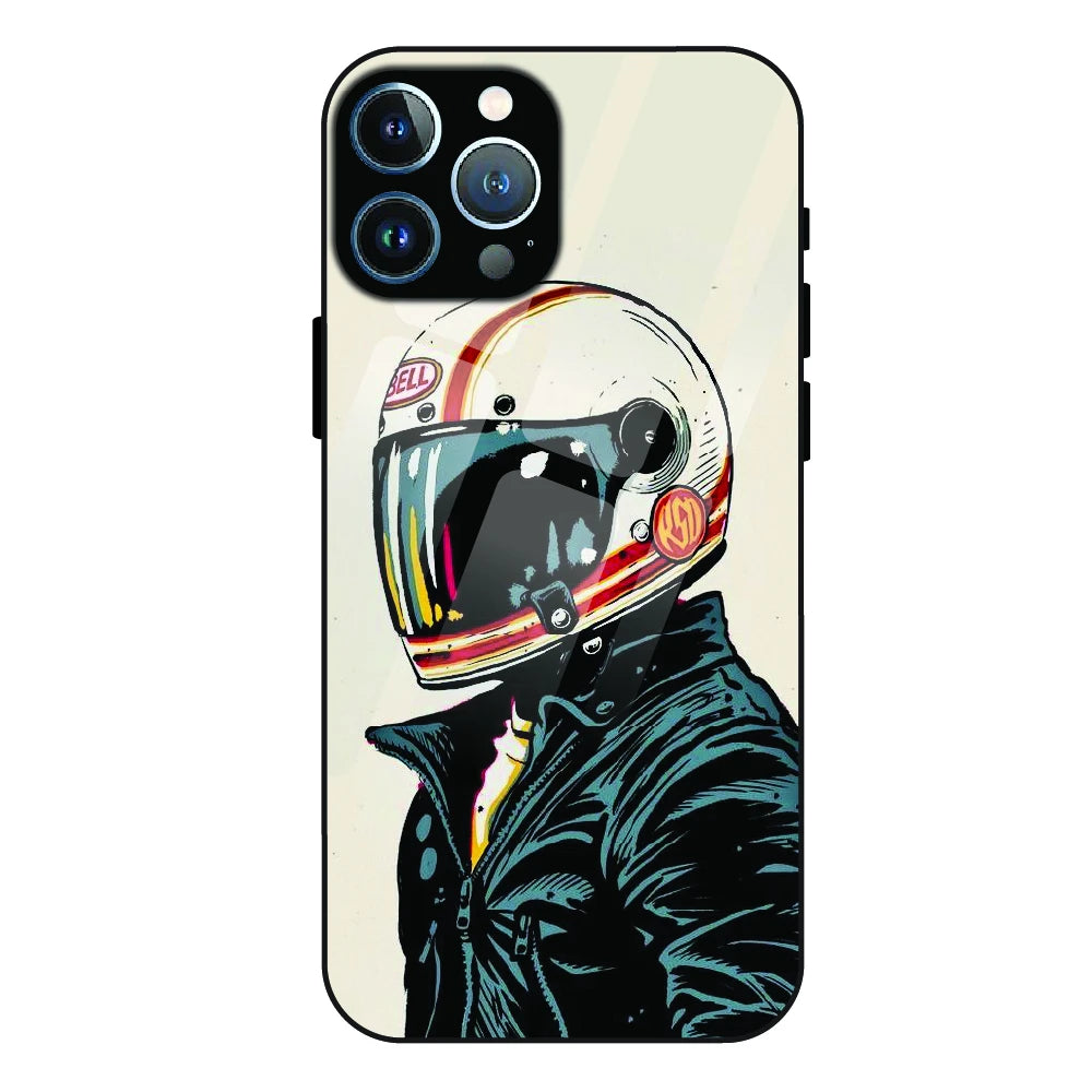 Retro Racer Helmet - Glass Case For Apple iPhone 11 Pro