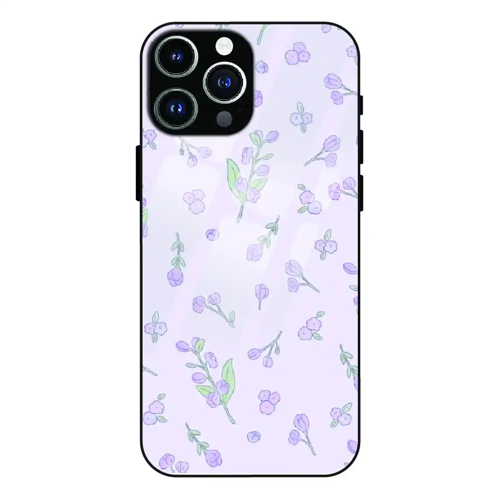 Lavender Floral Ditsy - Glass Cases For Apple iPhone Models