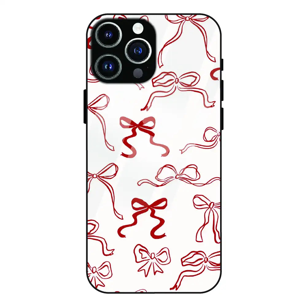 Cherry Bow Minimal - Glass Cases For Apple iPhone Models
