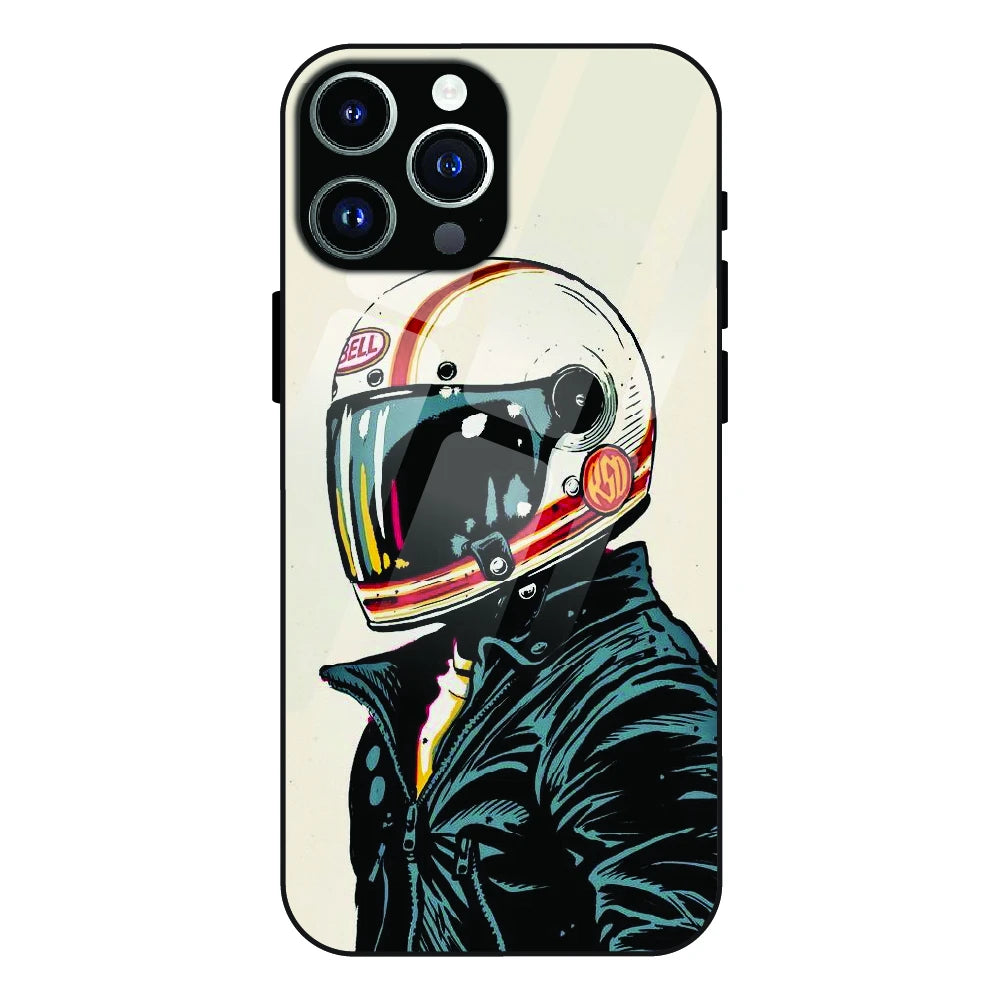 Retro Racer Helmet - Glass Cases For Apple iPhone Models