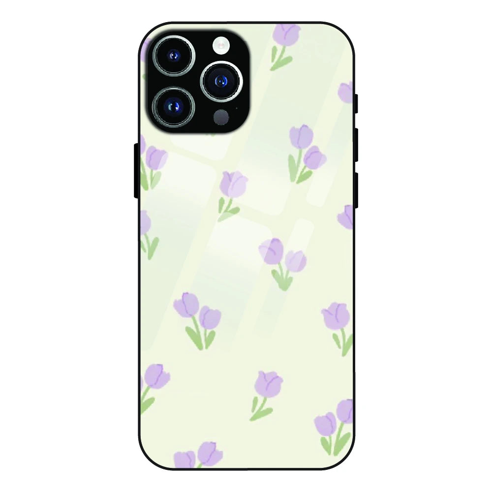 Minimal Tulip Pattern - Glass Cases For Apple iPhone Models