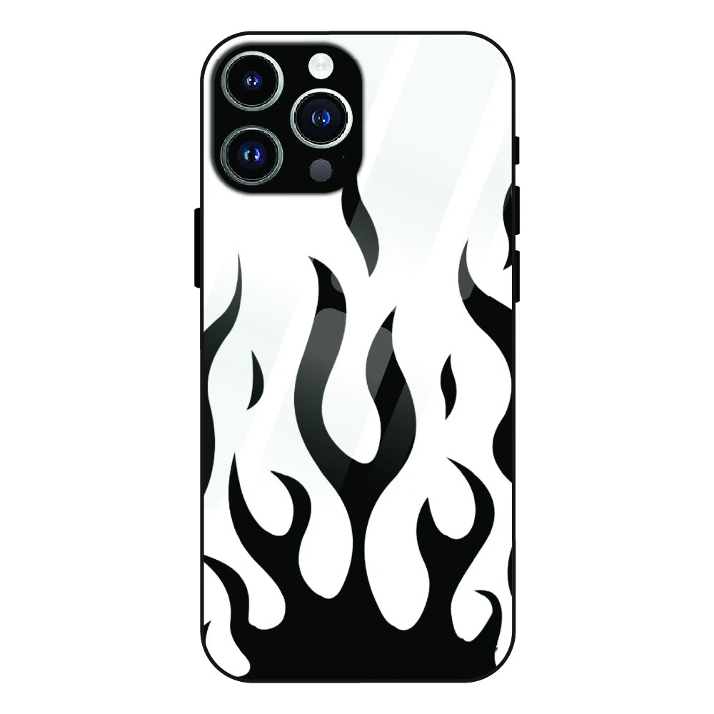 Monochrome Flame Art - Glass Cases For Apple iPhone Models